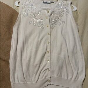 Anne Klein Cream Cardigan with Embellished Details